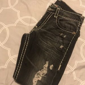Black Ripped True Religion Jeans